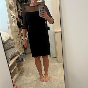 Adrianna Papell Black Dress with Sheer Sleeves